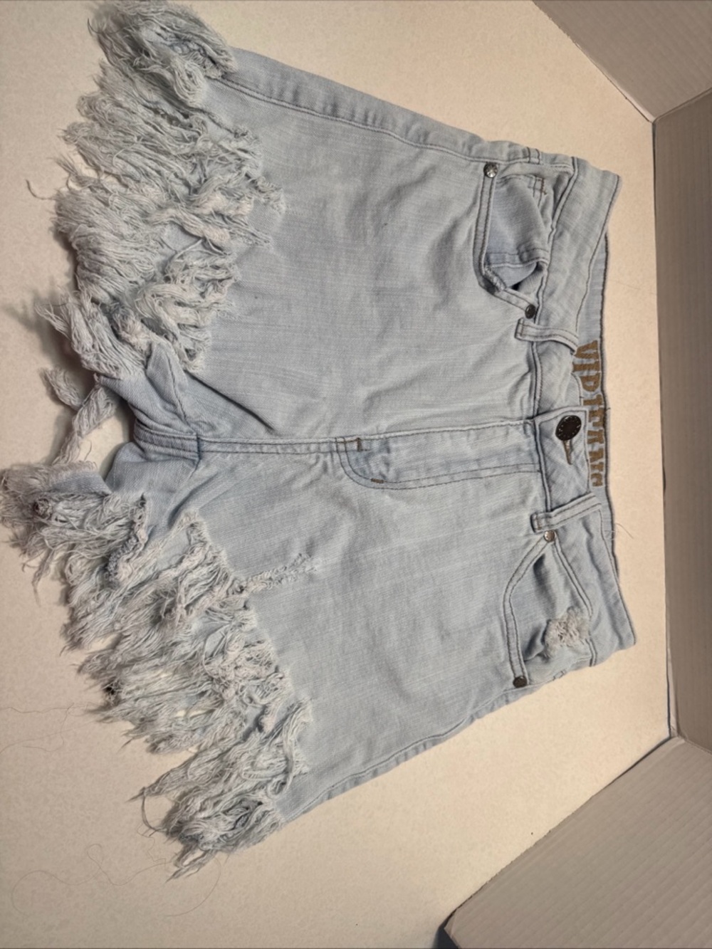 VIP Jeans Distressed Light Blue Wash Denim Fringe Hem Shorts Women's Size 5/6